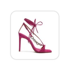Schutz Vikki Glam Very Pink Ankle Strap Lace Up Open Toe High Heel